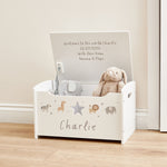 Personalised Small White Safari Animal Toy Box FSC®