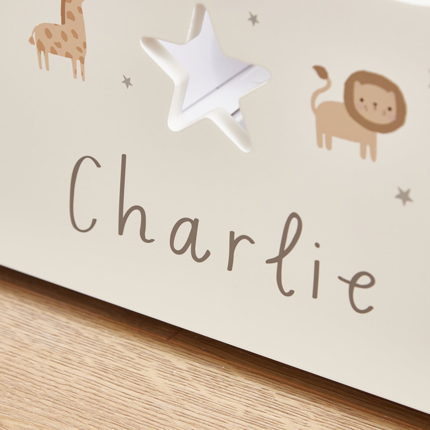 Personalised Small White Safari Animal Toy Box FSC®