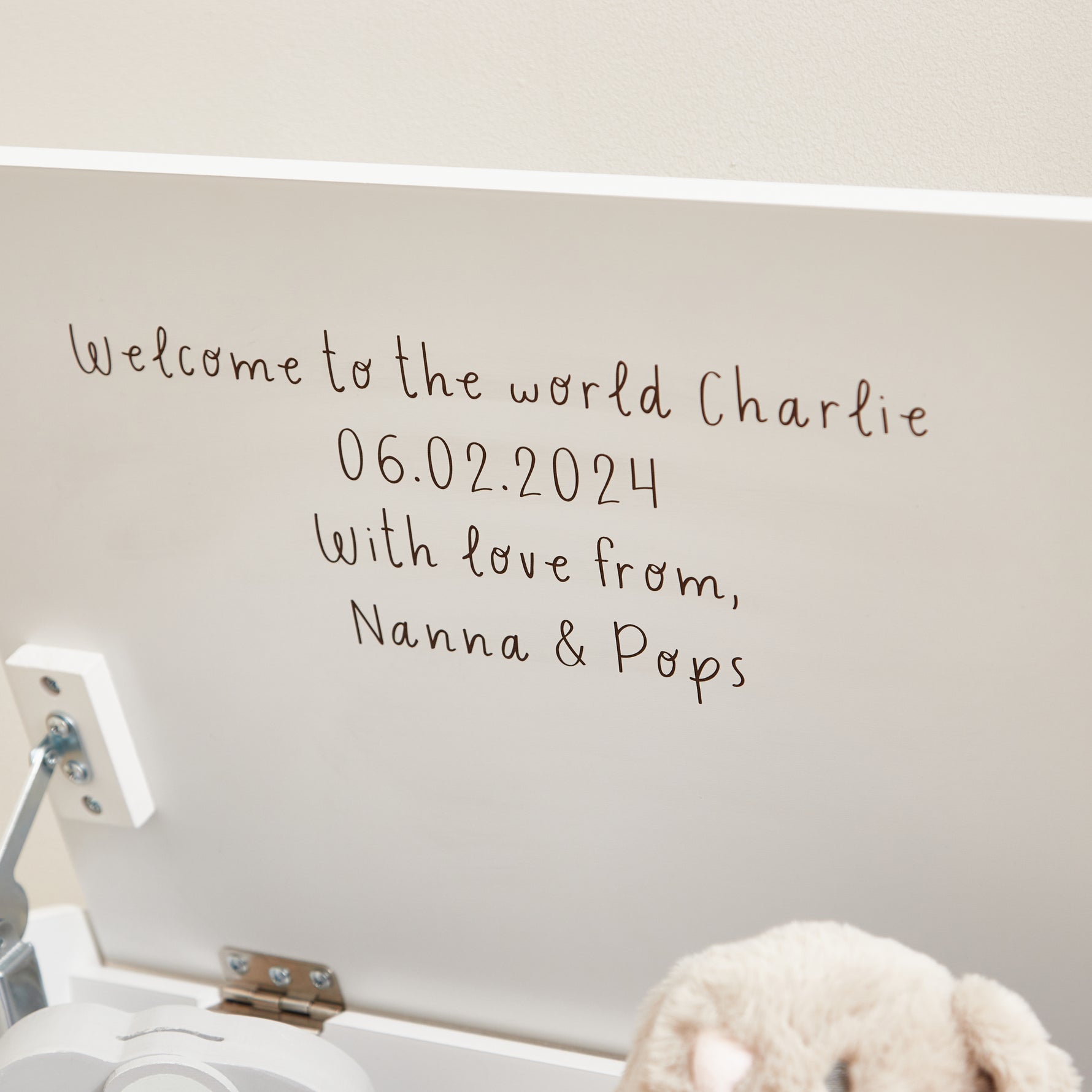 Personalised Small White Safari Animal Toy Box FSC®