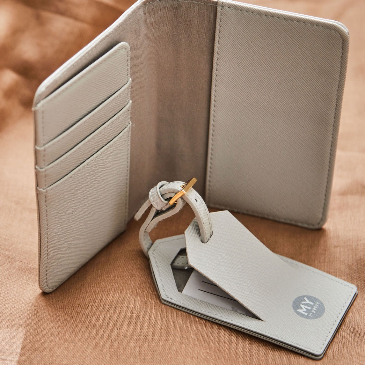 Personalised Panda Grey Baby Passport Holder & Luggage Tag Set