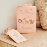 Personalised Born To Be Loved Pink Passport Holder & Luggage Tag Set