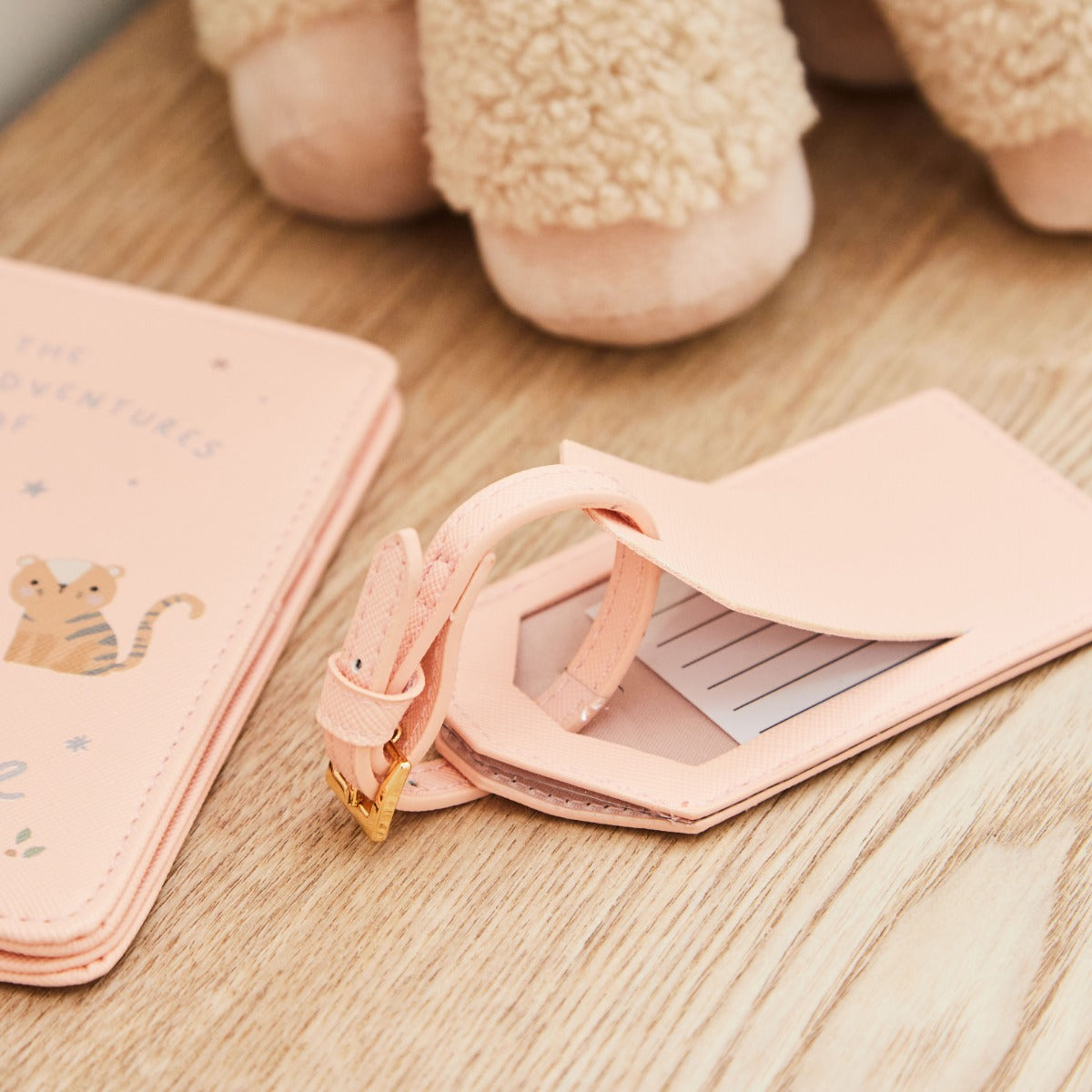 Personalised Born To Be Loved Pink Passport Holder & Luggage Tag Set