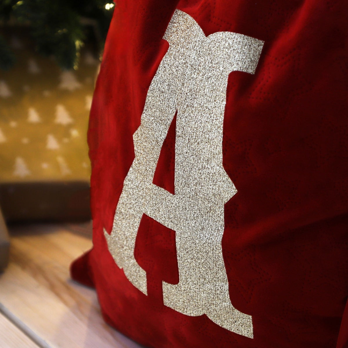 Personalised Red Embossed Velvet Sack