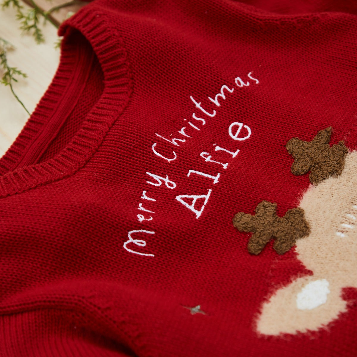 Personalised Red Reindeer Christmas Jumper