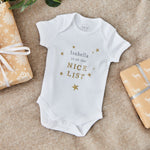 Personalised Christmas Nice List White Bodysuit