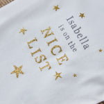 Personalised Christmas Nice List White Bodysuit
