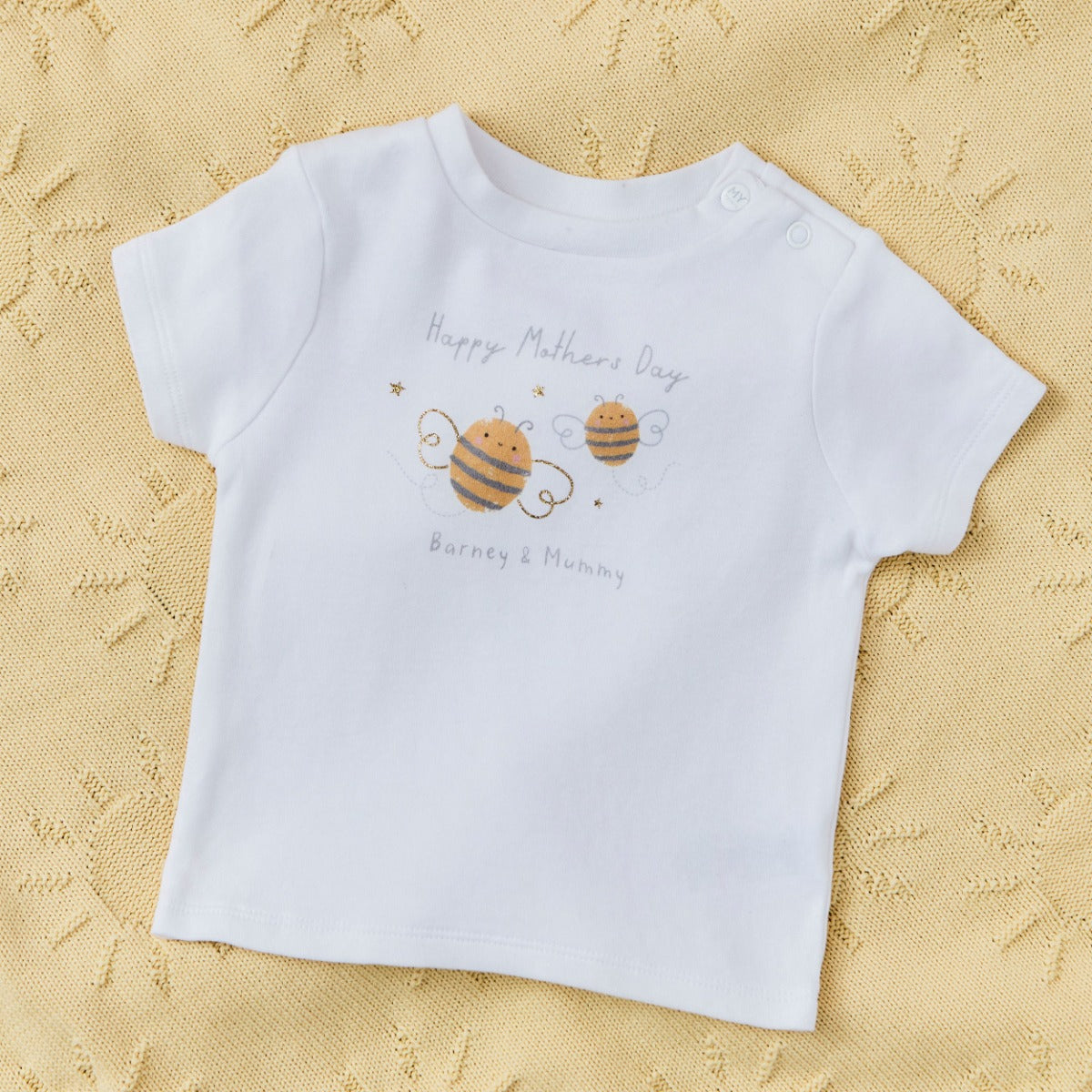 Personalised Happy Mother's Day Bee T-Shirt in White 