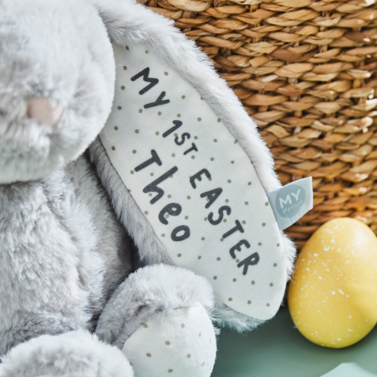 Personalised My 1st Easter Bunny Soft Toy in Grey