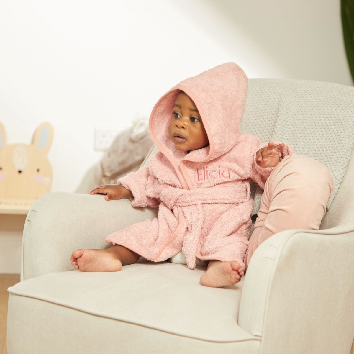 Personalised Pink Hooded Towelling Robe