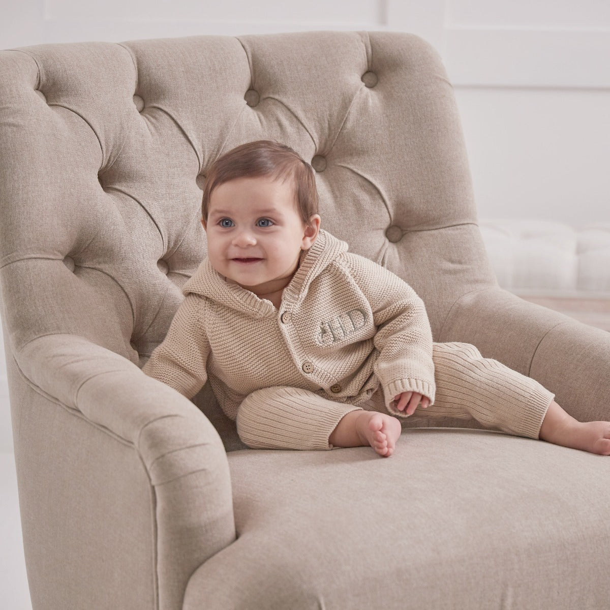 Personalised Organic Oatmeal Heritage Knitted Outfit Set (2 Piece)