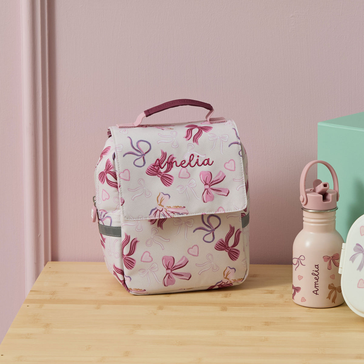 Personalised Bow Grab Handle Lunchbag