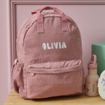 Personalised Name Large Cord Backpack Pink