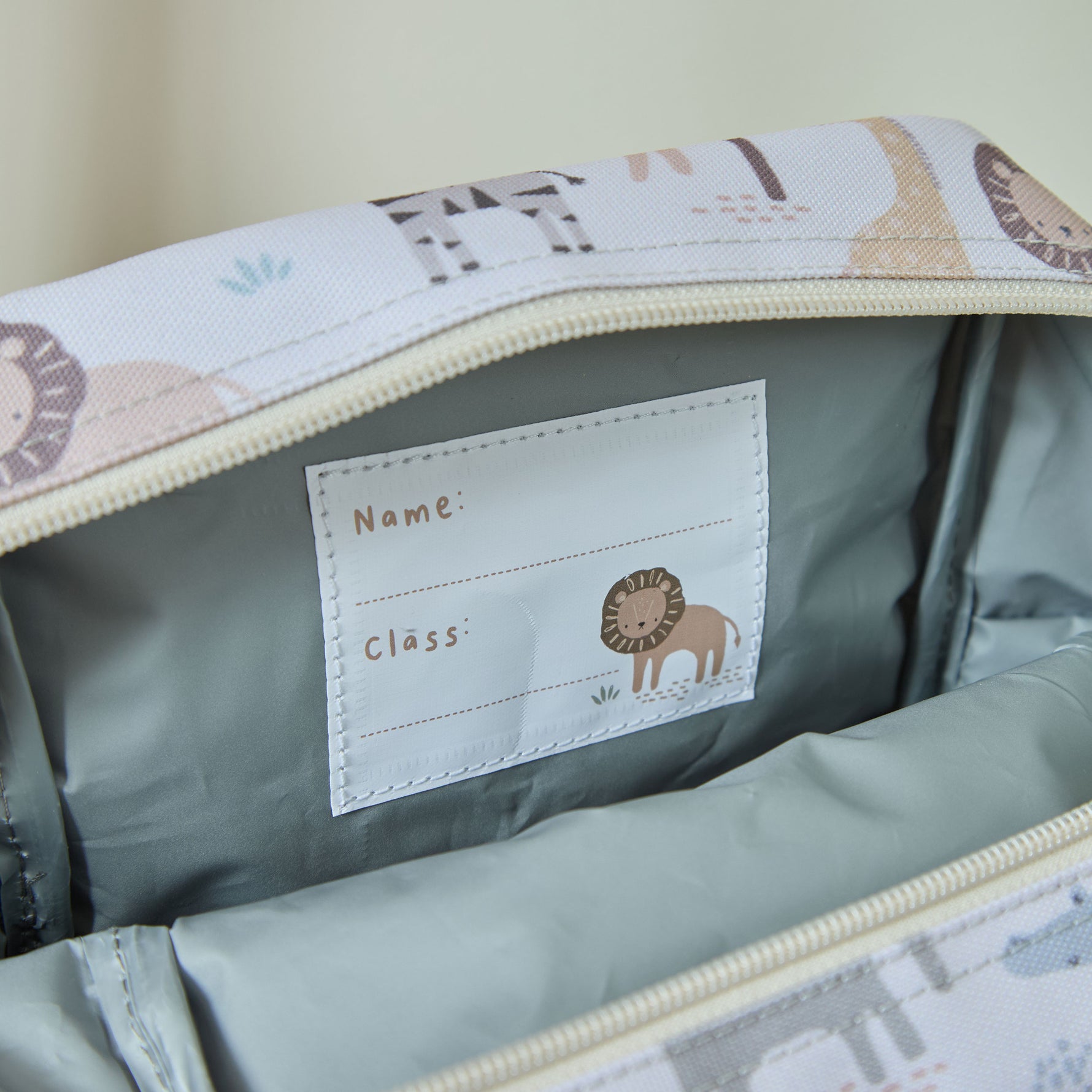 Personalised Neutral Safari Grab Handle Lunchbag