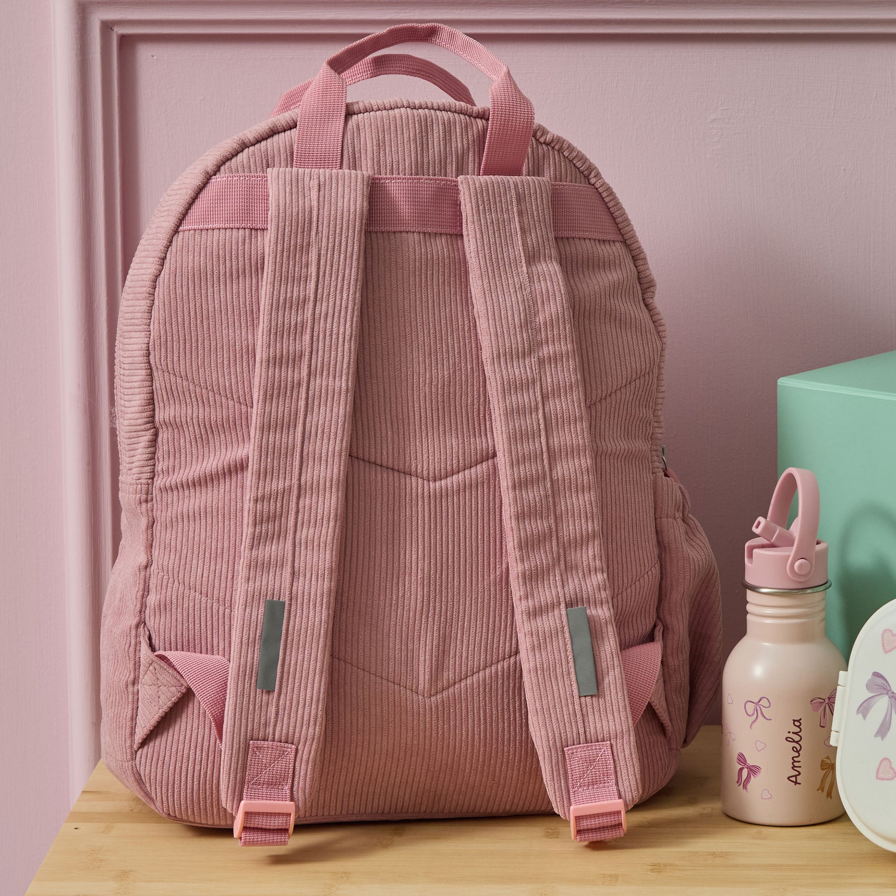 Personalised Name Large Cord Backpack Pink