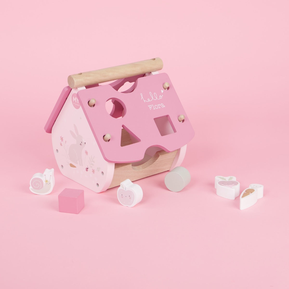 Personalised Pink Woodland Animal Shape Sorter