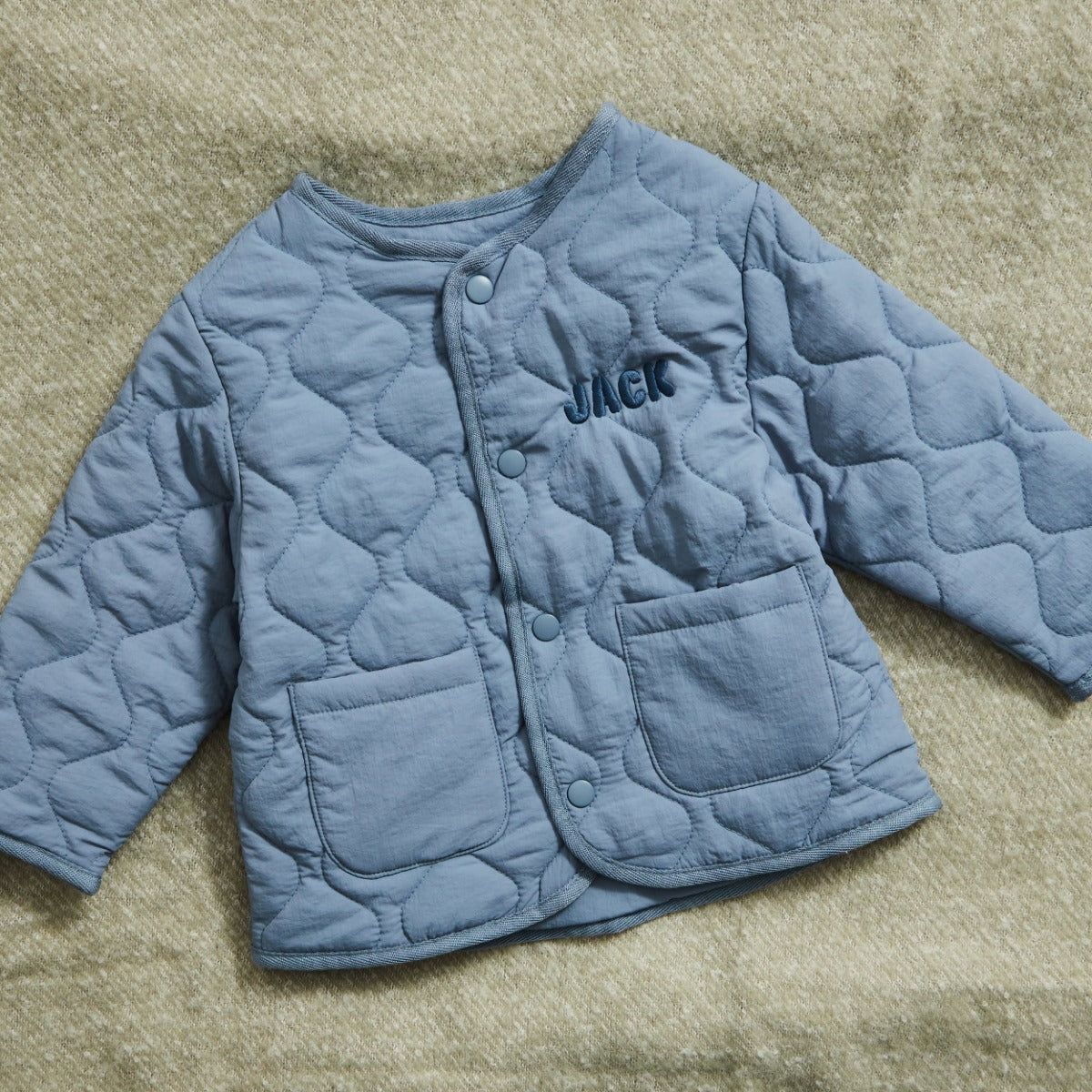 Personalised Name Blue Quilted Jacket 