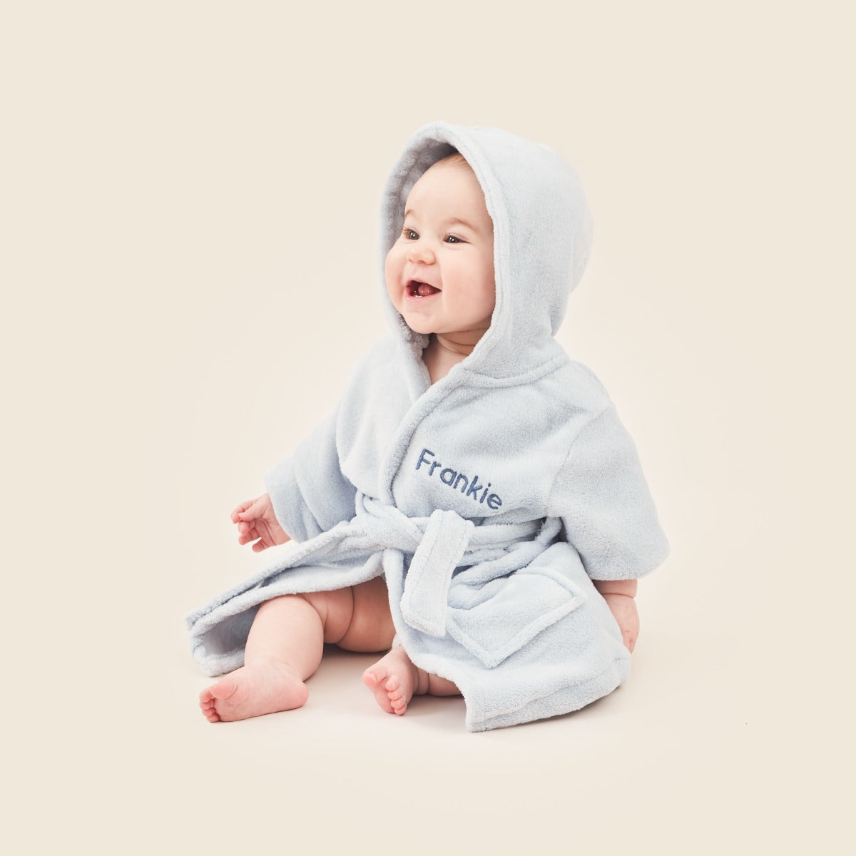 Personalised Blue Hooded Fleece Dressing Gown