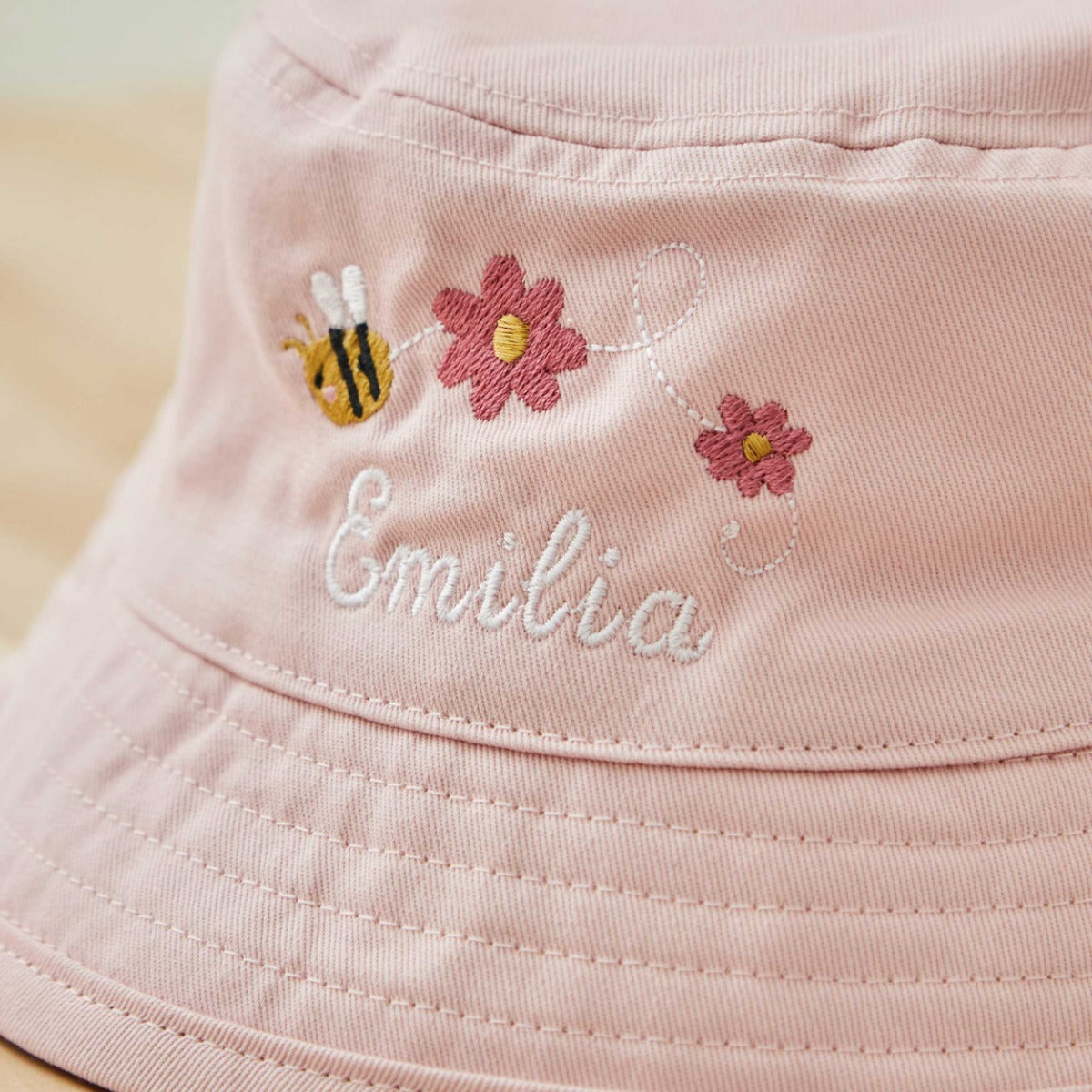 Personalised Bumblebee Pink Bucket Hat