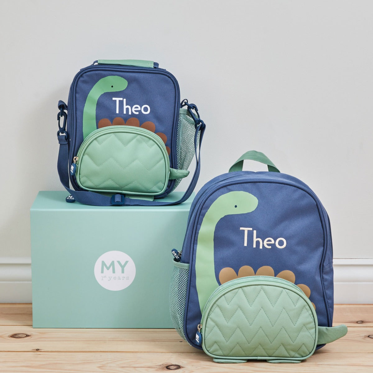 Personalised Green Dinosaur Medium Backpack