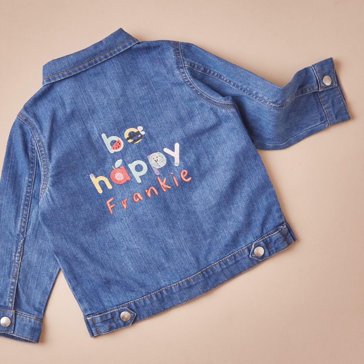 Personalised Just Bee Kids Children’s Be Happy Denim Jacket