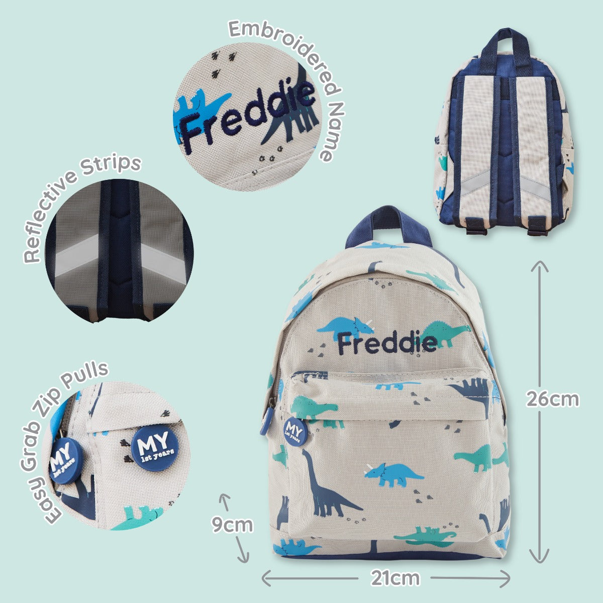 Personalised Dinosaur Print Classic Mini Backpack