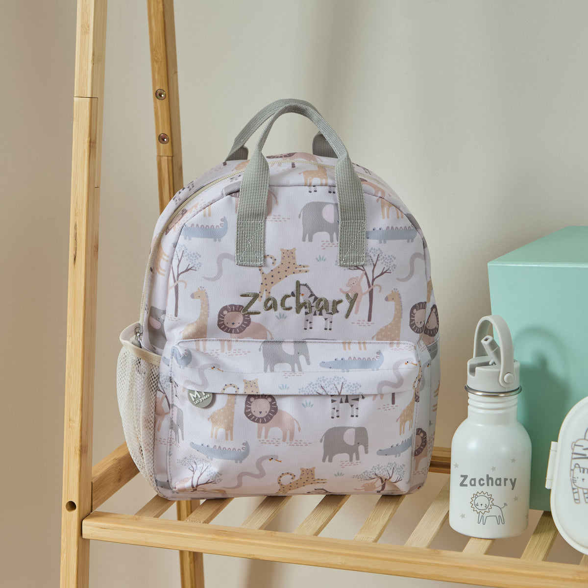 Personalised Neutral Safari Medium Backpack