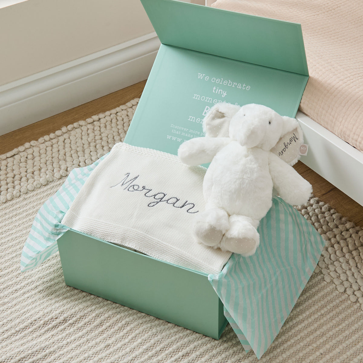 Personalised Ivory Shawl and Elephant Gift Set 