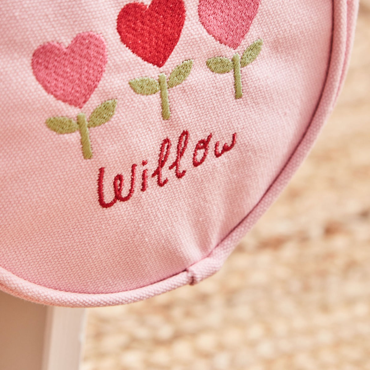 Personalised Heart Flower Pink Round Handbag 