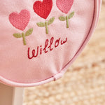 Personalised Heart Flower Pink Round Handbag 
