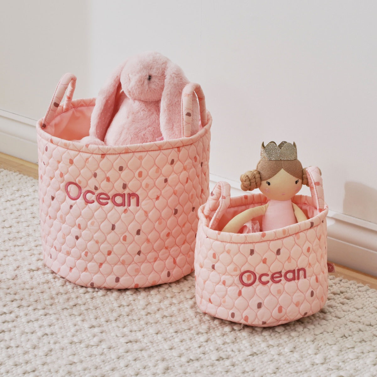 Personalised Pink Polka Dot Storage Bag Set 