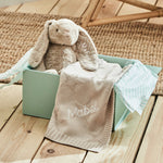 Personalised Oatmeal Blanket & Bunny Gift Set