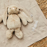 Personalised Oatmeal Blanket & Bunny Gift Set