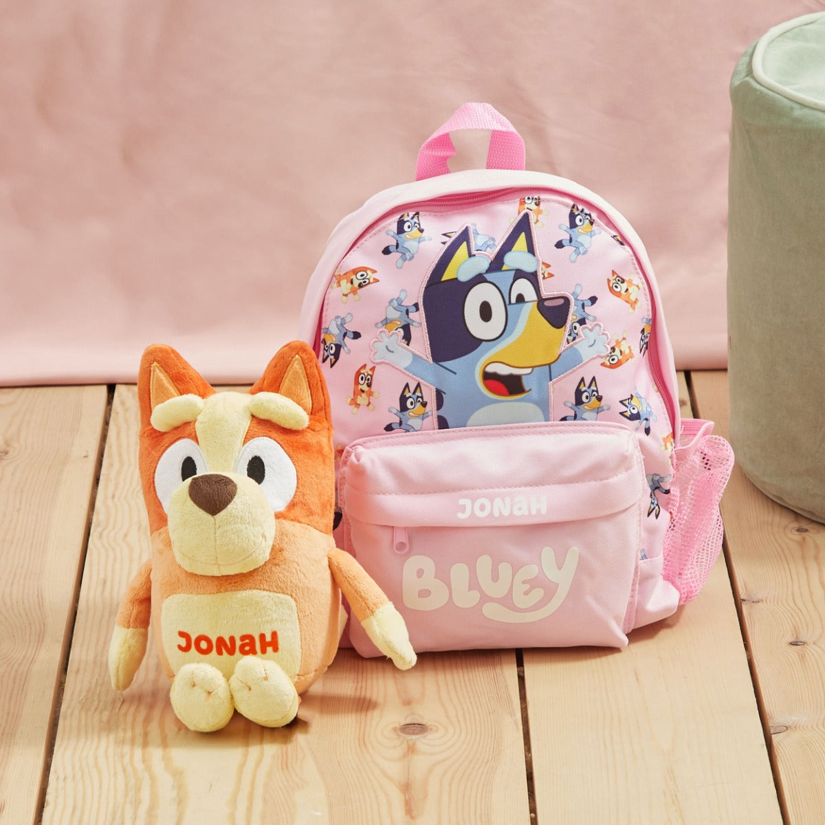 Personalised Pink Bluey Backpack & Plush Gift Set