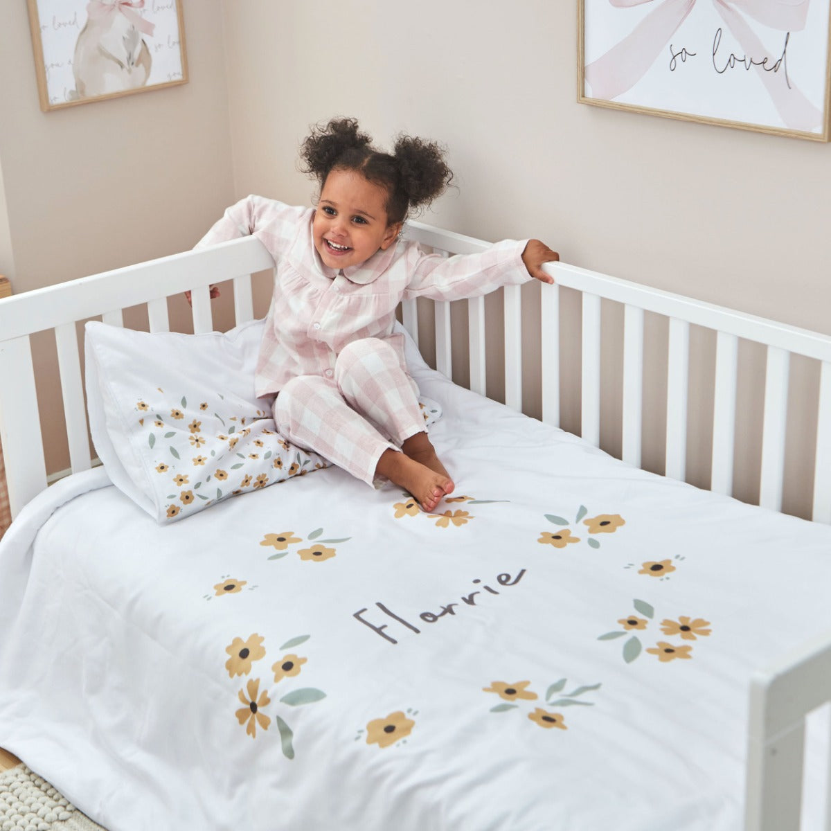 Personalised Yellow Floral Wreath Bedding Set