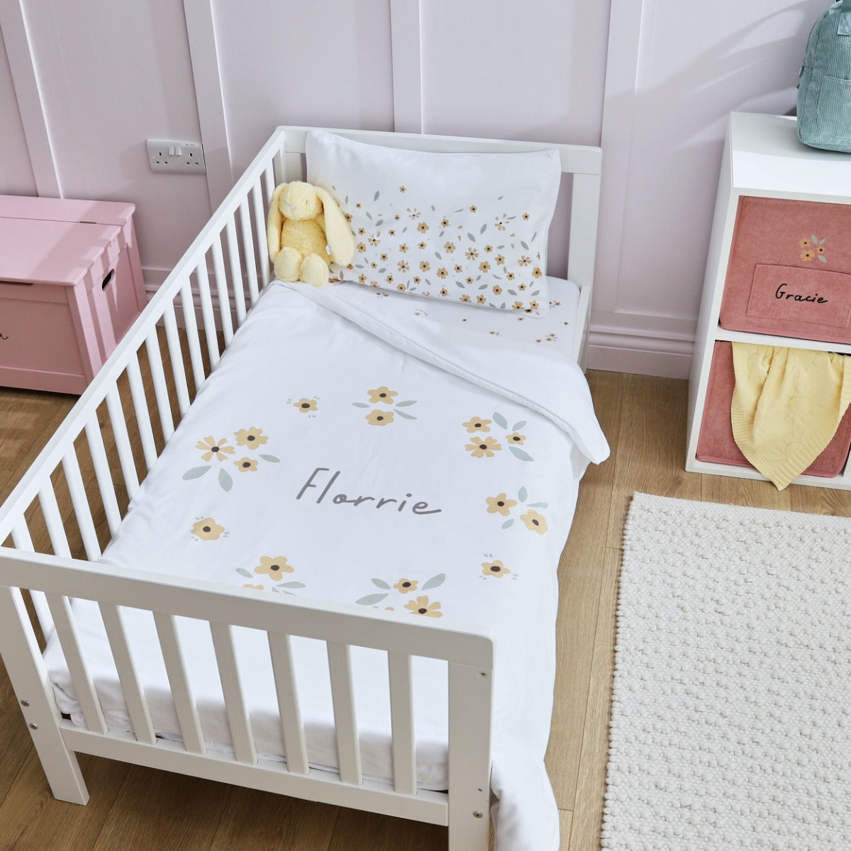 Personalised Yellow Floral Wreath Bedding Set