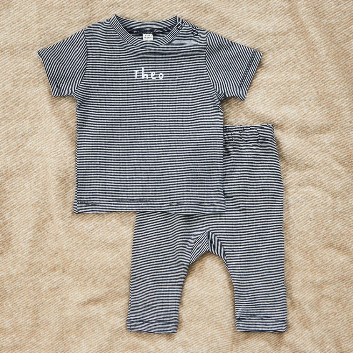 Personalised Navy Striped T-Shirt & Leggings Set 