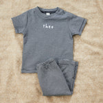 Personalised Navy Striped T-Shirt & Leggings Set 