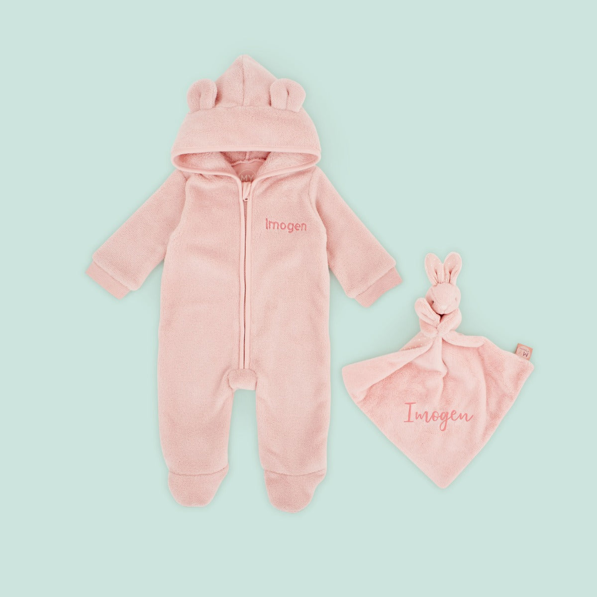 Personalised Pink Fleece Onesie & Comforter Gift Set