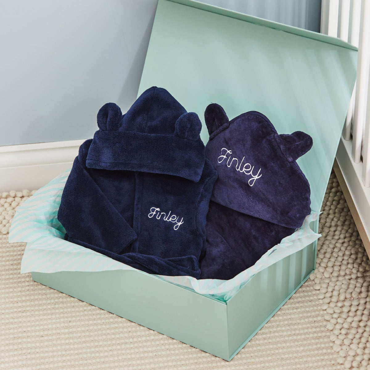 Personalised Navy Splash and Snuggle Gift Set