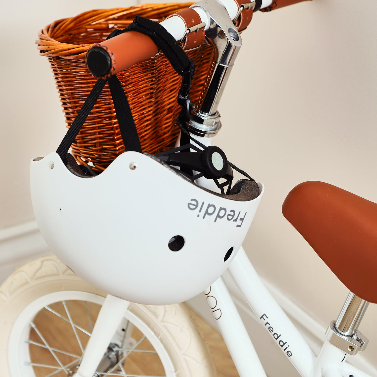 Personalised White Banwood First Go Balance Bike and Helmet Gift Set