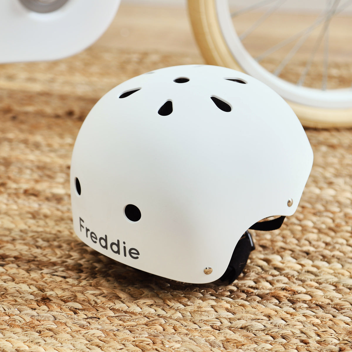 Personalised White Banwood Classic Bicycle and Helmet