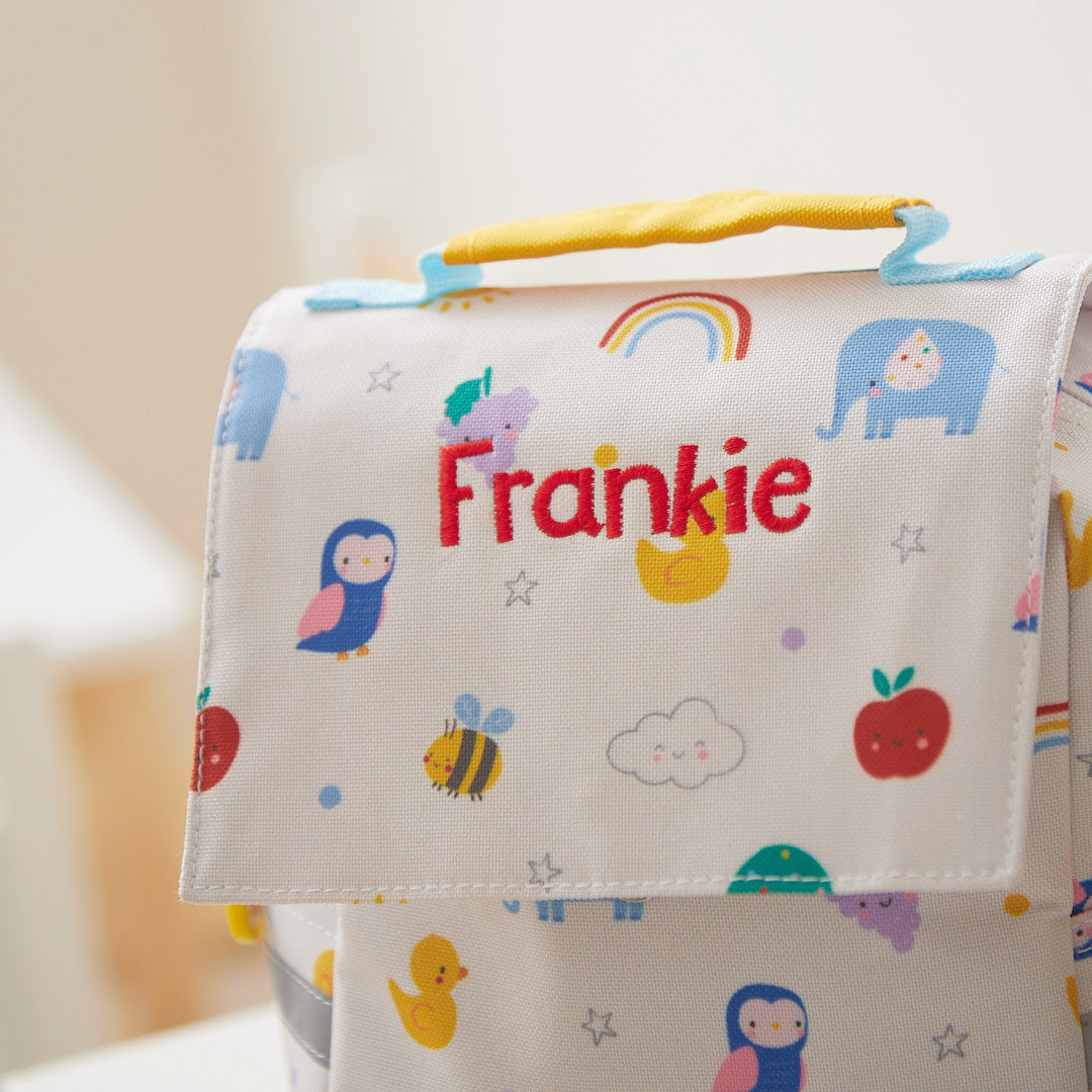 Personalised Colourful Print Backpack & Lunch Bag Set