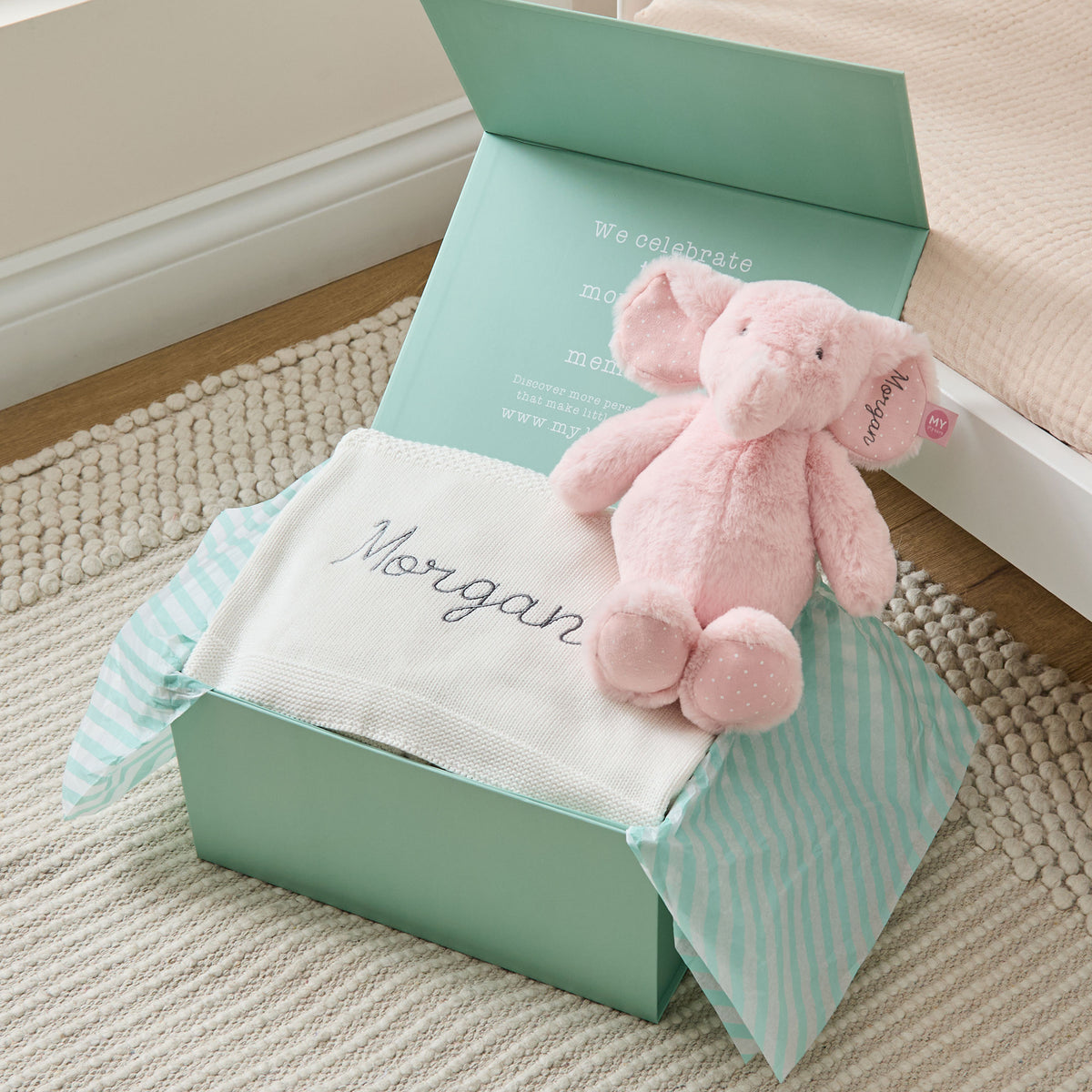 Personalised Ivory Shawl and Elephant Gift Set 