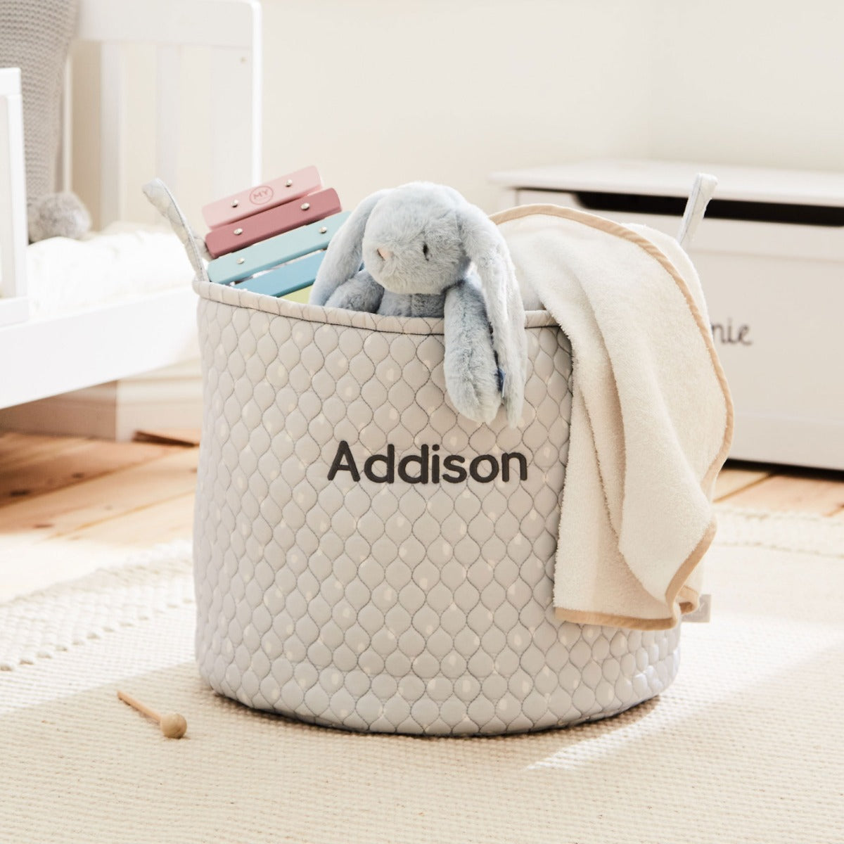 Personalised Large Grey Polka Dot Storage Bag