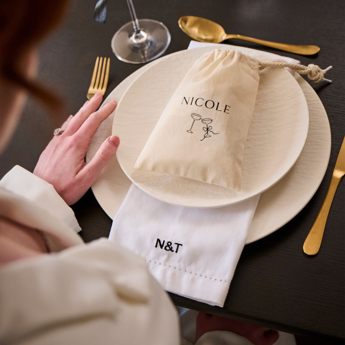 Personalised Black & White Bold Initials Napkin 