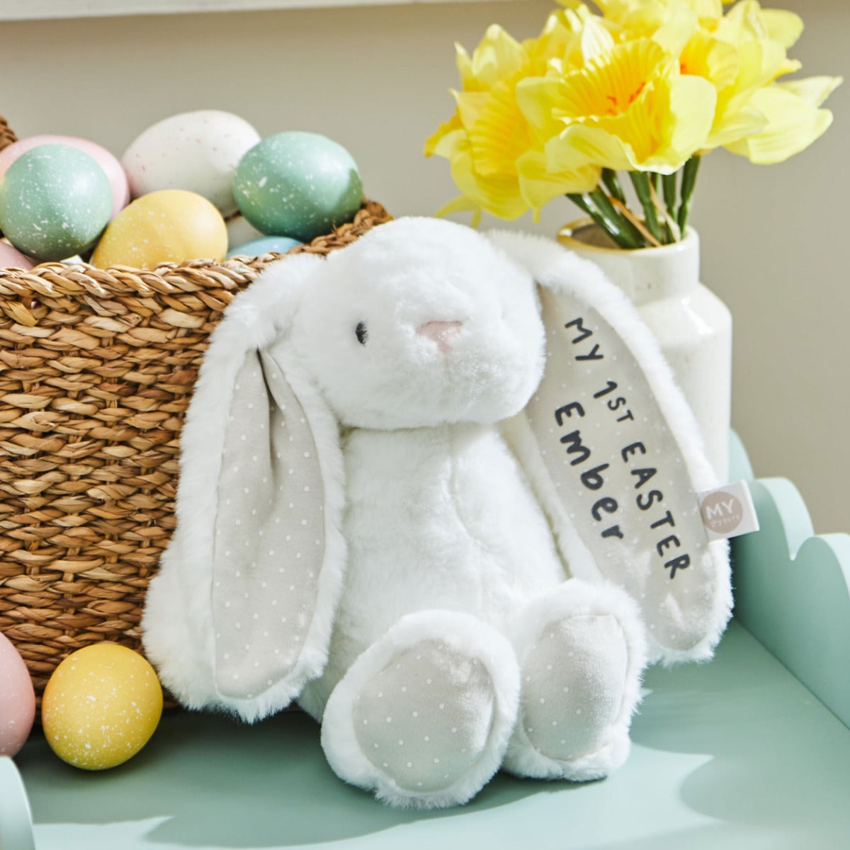 Personalised My 1st Easter Bunny Soft Toy in White