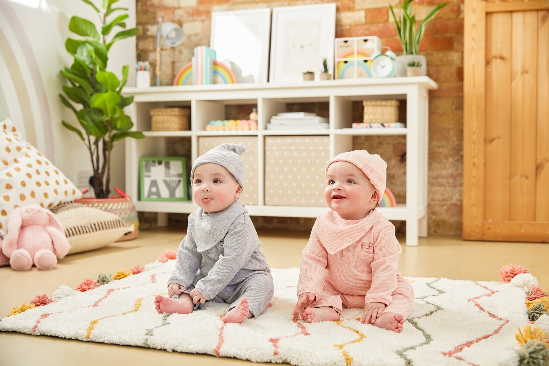 Personalised Pink Ribbed Jersey Outfit Set (3 piece)