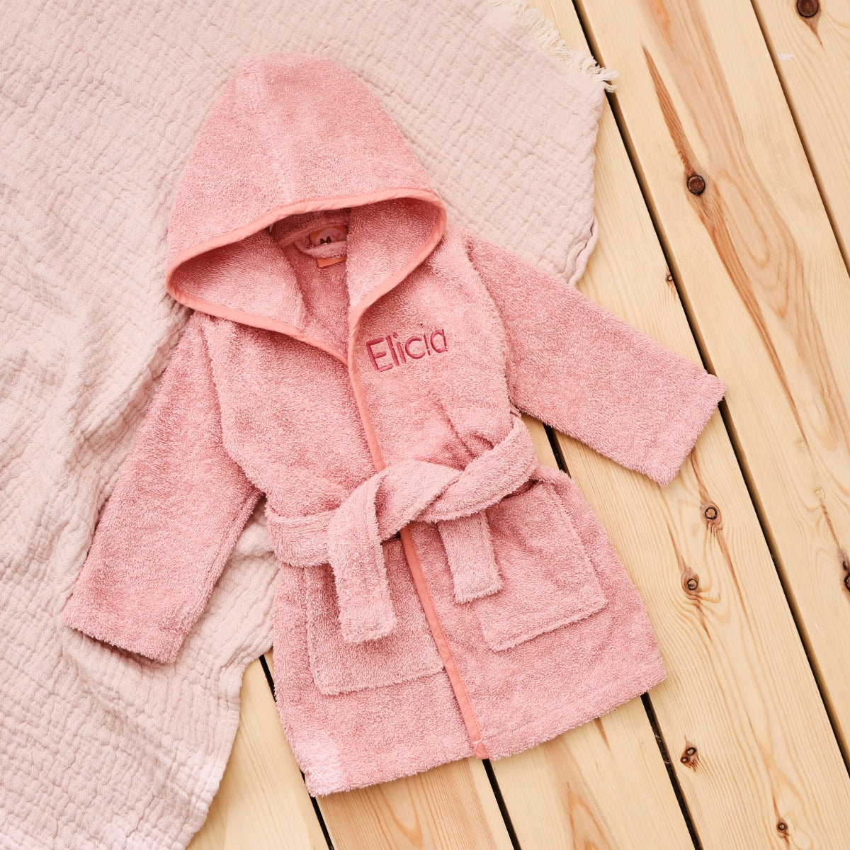 Personalised Pink Hooded Towelling Robe