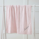 Personalised Pale Pink Heart Jacquard Baby Blanket
