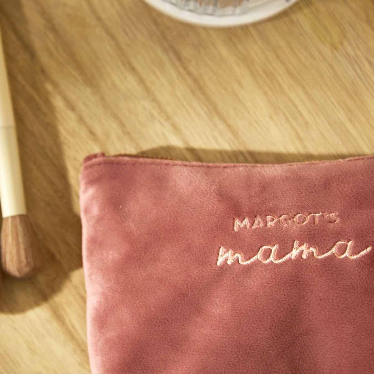 Personalised Pink Velvet Mama Make-Up Bag 